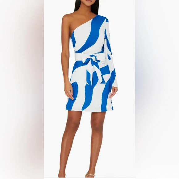 - MILLY Linden pleated one shoulder dress- size 0 $395 - Picture 3 of 16